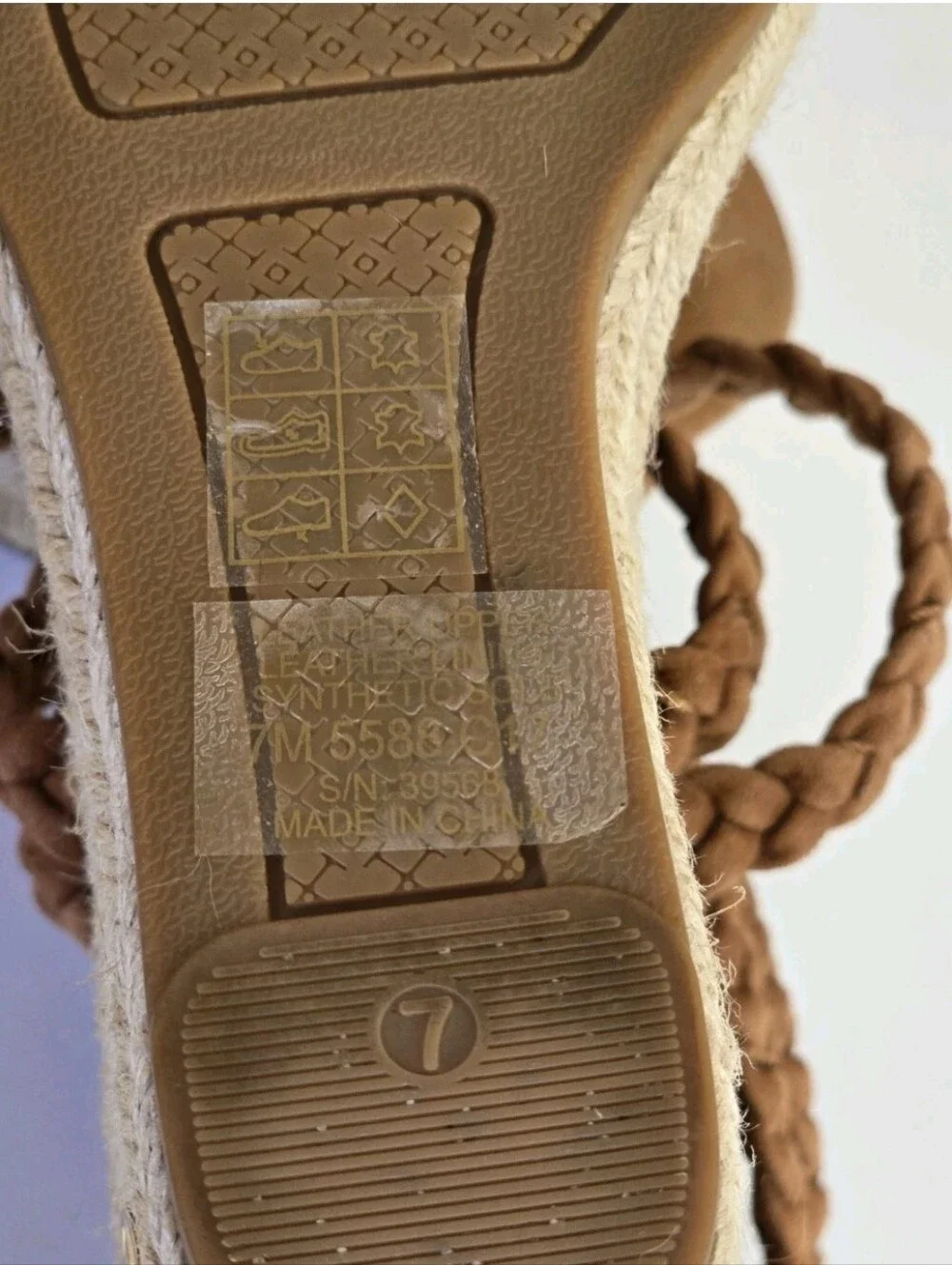 Tory Burch Bailey Suede Leather Espadrille Platform Wedge Brown 7 Ankle Straps